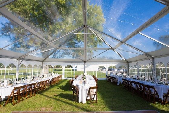 Tente de réception personnalisée Litong 20x20 Robuste Imperméable Tente à toit transparent pour mariage en plein air