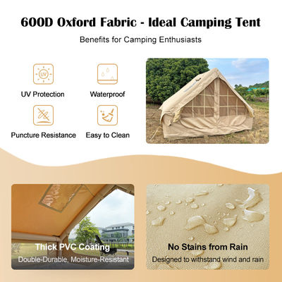 Tente de camping gonflable en tissu Oxford 600D avec tissu imperméable durable pour les aventures en plein air