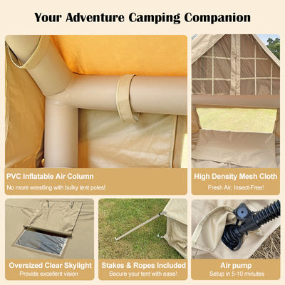 Tente de camping gonflable en tissu Oxford 600D avec tissu imperméable durable pour les aventures en plein air