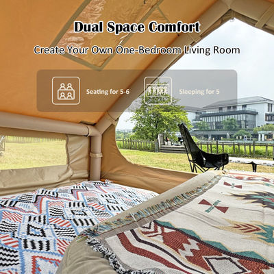 Tente de camping gonflable en tissu Oxford 600D avec tissu imperméable durable pour les aventures en plein air